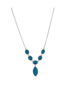 Athena - Opal halskæde med blå opal sten, 925 Sterling...