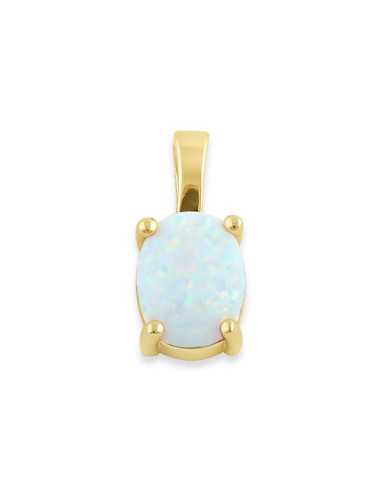 Oval - opal vedhæng med 925 Sterling sølv, hvid...