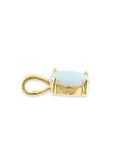 Oval - opal vedhæng med 925 Sterling sølv, hvid...