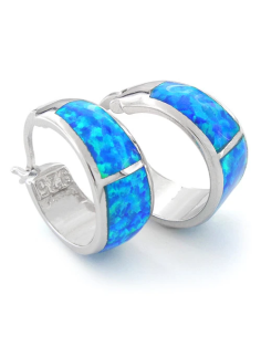 Mykonos - Opal øreringe med blå opal sten, 925 Sterling...