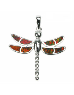 Guldsmed - Sølv smykke halskæde vedhæng med orange ild...