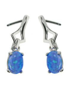 Havblå Oval - opal øreringe med 925 Sterling sølv &...