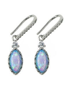 Marquise - Opal øreringe med blå opal sten, 925 Sterling...