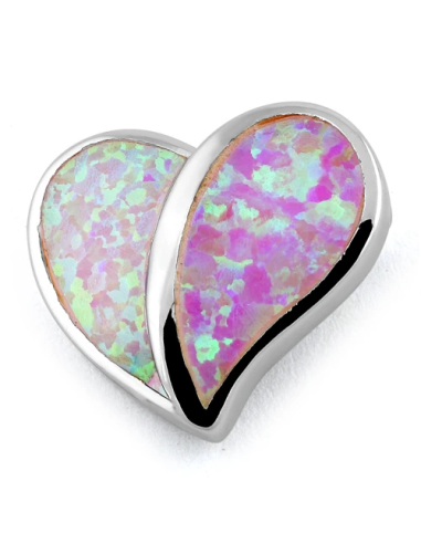 Hjerte - Opal smykke vedhæng med pink opal...