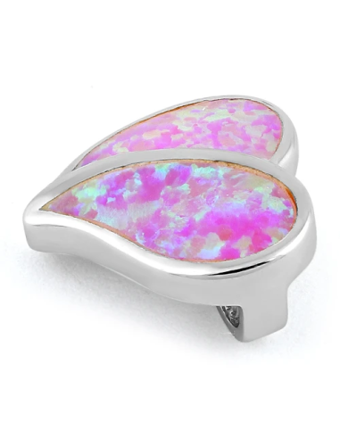 Hjerte - Opal smykke vedhæng med pink opal...