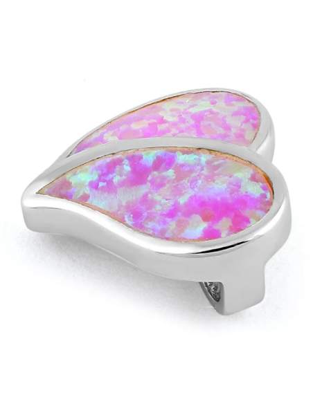 Hjerte - Opal smykke vedhæng med pink opal sten, 925 Sterling sølv & rhodium belægning