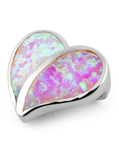 Hjerte - Opal smykke vedhæng med pink opal...