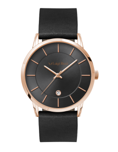 Luigi Ricci Roma Classica - Sort unisex ur med rosa guld...