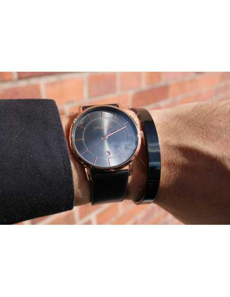 Luigi Ricci Roma Classica - Sort unisex ur med rosa guld og læder rem