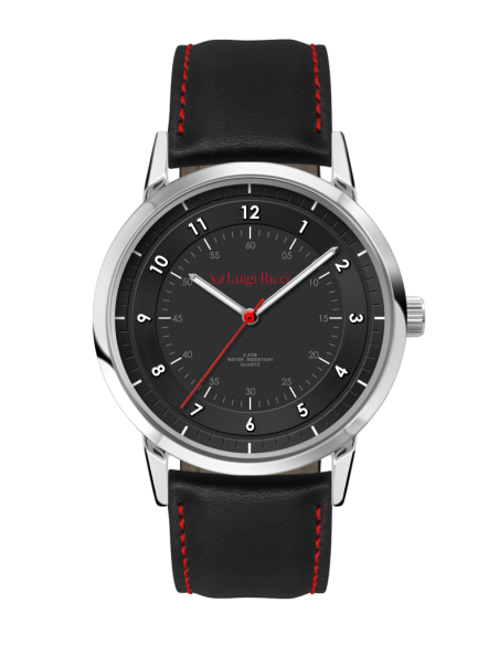 Luigi Ricci Pro Racer GT - Sort / rødt sports ur med læder rem