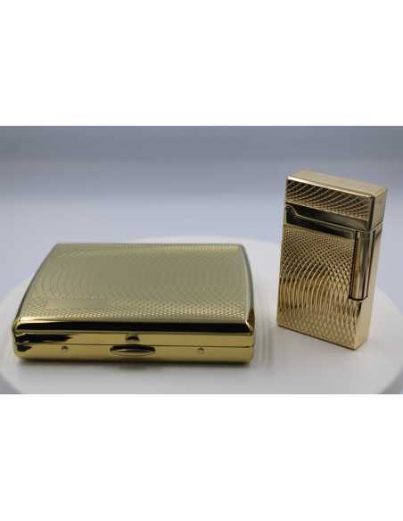 Pakketilbud med Luigi Ricci jet lighter af Derui Guld + Jean Claude cigaretetui guld