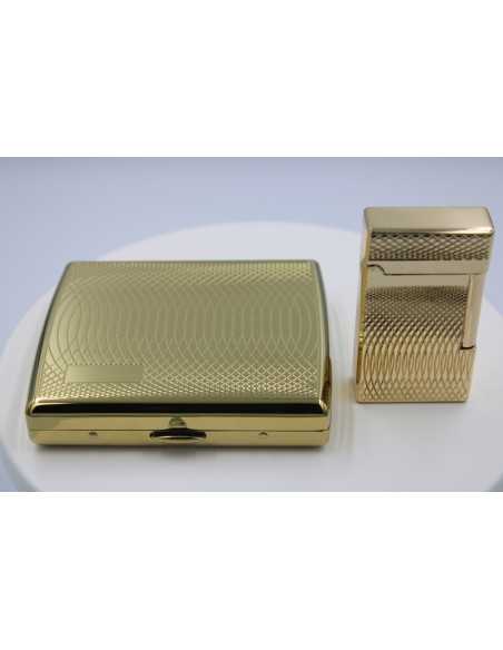 Pakketilbud med Luigi Ricci jet lighter af Derui Guld + Jean Claude cigaretetui guld