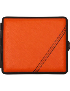 Vom Hofe cigaret etui i imiteret læder i sort og orange