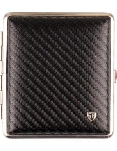 Vom Hofe cigaret etui i ægte læder i sort og krom