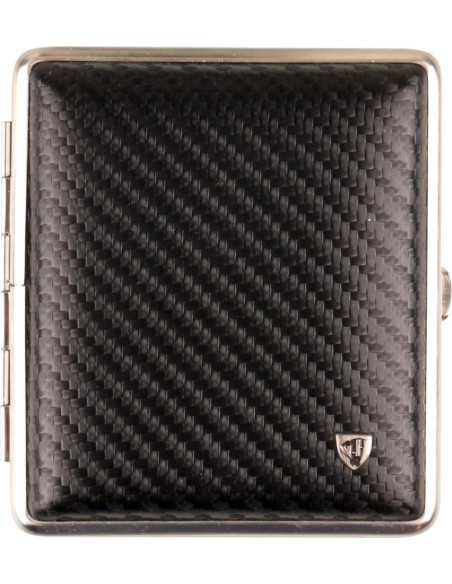 Vom Hofe cigaret etui i ægte læder i sort og krom