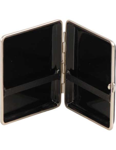 Vom Hofe cigaret etui i ægte læder i sort og krom