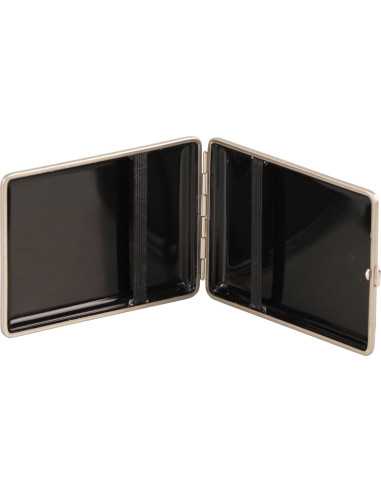 Vom Hofe cigaret etui i ægte læder i sort og sølv