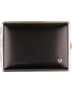 Vom Hofe cigaret etui i ægte læder i sort og sølv