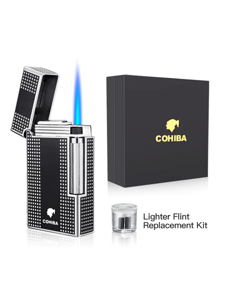 Derui jet lighter - sort cigar-og cigaret Jet flint kvalitets lighter og stormlighter med cigar punch